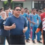 Pj Wako dan Jajaran Pemkot Senam Bersama di SMPN 9